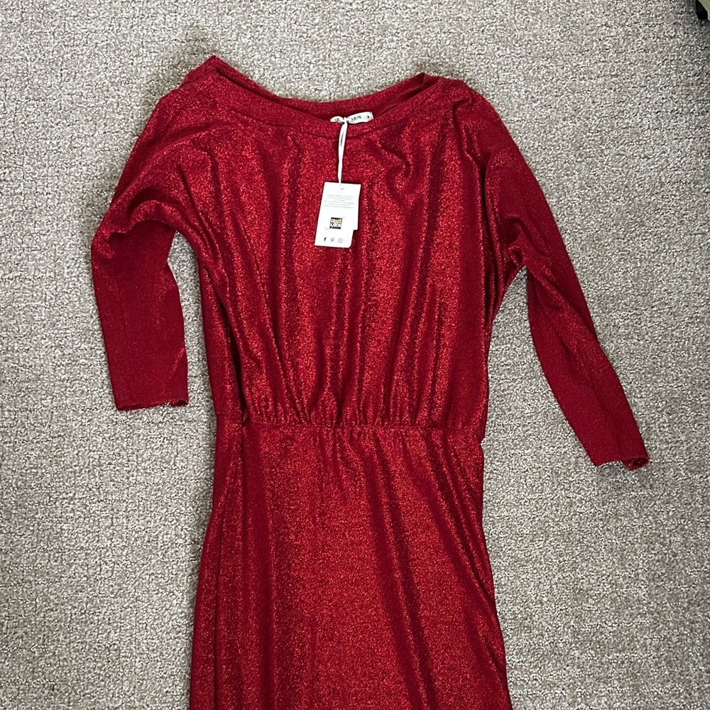 Grace Karin Burgundy Glitter Dress
